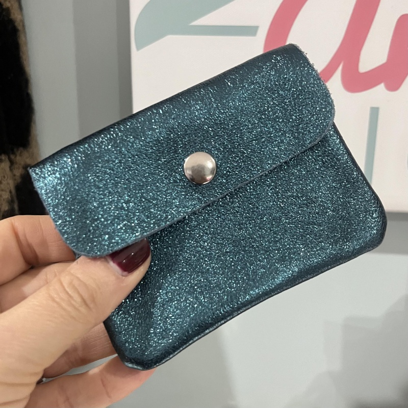 Leather Purse - Metallic Teal